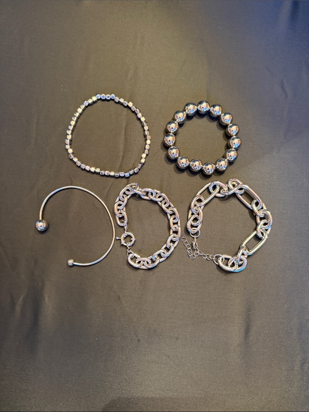 Silver Tone Mixed Bracelet Set - Stylish Women's Jewelry